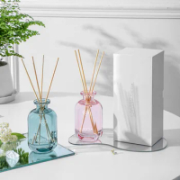 150ml Reed Diffuser Set, Fireless Aroma Oil Diffuser for Home Bathroom Hotel, Glass Natural Scent Reed Diffuser with Sticks Gift