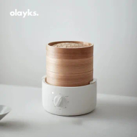Olayks Home Appliance Electric Steamer Three-Layer Bamboo Steamer Food Warmer with Bamboo Aroma for Home Use Steamed Bun 220V
