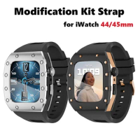 Metal Watch Case Strap For Apple Watch Band 44MM 45MM Sport Watchband Bracelet for iWatch Series 8 7 6 5 4 SE Strap Accessories