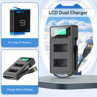 for GoPro Hero 9 10 11 12 Black Accessories USB Dual Battery Charger USB Portable Quick Release Lightweight