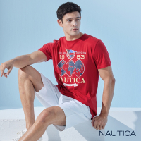 Nautica 男裝 品牌地圖印花短袖T恤-紅色