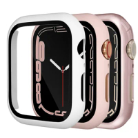 Tempered Glass+ cover For Apple Watch Case series 9 8 7 41mm 45mm 42mm HD PC bumper Screen Protector iWatch 6 5 4 se 44mm 40mm