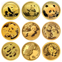 2016-2024 China 1g Gold 10 Yuan Panda Coins UNC