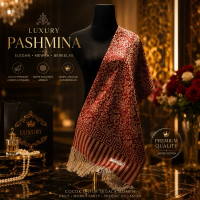 Pashmina / Kerudung Wanita Dewasa / Syal dengan Motif Bunga dan Bahan campuran Sutera yg Halus