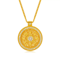 Loket Kalung Perak Tulen ZHOU LIU FU S925 dengan Reka Bentuk Kompas Lapan Khazanah N0619441
