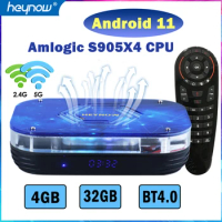 HEYNOW Android 11 TV BOX Amlogic S905X4 4K/8K 2.4G/5G WiFi Smart TV BOX 4GB 32GB Media Player Built-in Cooling Fan Set Top Box