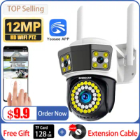 3 Lens CCTV Camera Yoosee CCTV Three lens camera IP security camera CCTV WIFI HD 12MP 6K outdoor wat