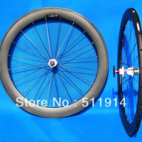 WS-CW05 Full Carbon Matt Matte Road bike 50mm Clincher Wheelset 700C Clincher Rim , black Spokes , white hub , (one set)