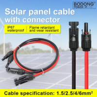 Solar Panel Cable Extension Copper Wire 4mm² 6mm² 2.5mm² 1.5mm² 12 10 14 16AWG 1 Pair PV Solar Cable Connectors Set Solar Wire