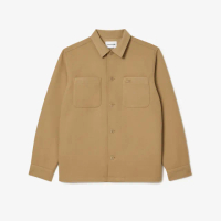 【LACOSTE】男裝-Oversize法蘭絨外套式長袖襯衫(卡其色)