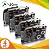 Compatible For CASIO XR-9BKG Label Tape Label Cartridge 9mm Gold on Black Tape for Casio Printer KL-120 KL-60 KL-100 KL-750