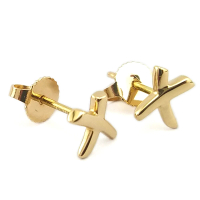 【Tiffany&amp;Co. 蒂芙尼】18K金-KISS X符號墜飾貼耳針式耳環