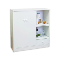 【南亞塑鋼】3.6尺二門一抽二拉盤塑鋼電器櫃/收納餐櫃(白色)