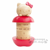 小禮堂 Hello Kitty 造型木質旋轉萬年曆《棕紅》桌曆.月曆.日曆