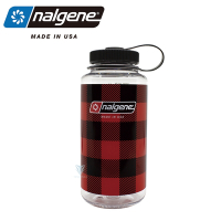美國Nalgene 1000cc 寬嘴水壺- 紅色格子 NGN682020-0130