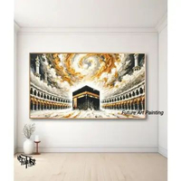 Interior Decor Lukisan Kabah Hiasan Dinding Islami - FUTURE ART PAINTING dengan bingkai hitam 80x150