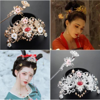 Beautiful Han Dynasty Hanfu Cosplay Hair Stick Hairpin Princess Headdress Crown Headgear Vintage Hair Decorations Photograhy