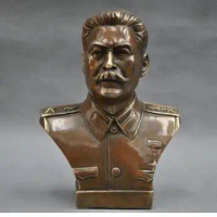 collecting OLD copper decoration bronze 15CM Elaborate Russian Leader Joseph Stalin Bust Bronze Statue sculpture