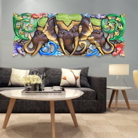 泰國柚木鏤空大象雕花板東南亞酒店會所客廳過道橫向軟裝壁飾壁掛