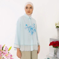 Kami Deera Layered Top Atasan Lengan Panjang Wanita XL Sky Blue