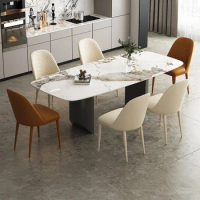 Light luxury rectangular Pandora rock plate dining table chair marble dining table Nordic small family modern dining table
