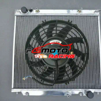Aluminum Radiator+Fan For Mitsubishi Starwagon WA L400 PA4W 4G64 4D56 Delica 2.0/2.4/2.5L 1994-2005 1995 1996 1997 1998 AT/MT