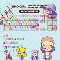 For LEOBOG Hi75 Hi8 Keycaps EMO Girl Theme PBT Dye-sub OQO Profile Keycaps 127 Keys For RAINY75 Sugar65 AULA F87 F75Keyboard