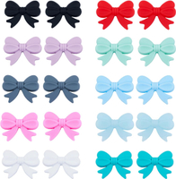 20PCS 3D Bow Silicone Beads Multicolored Bow Silicone Focal Beads Cute Bow Silicone Beads for Making