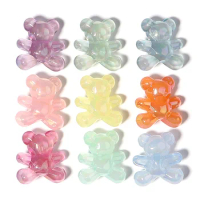 10Pcs/Lot 29×31mm Acrylic Beads Cut Face Jelly Color Bear Cross Hole 4mm Loose Beads Diy Headrope Mobile Phone Chain Accessories
