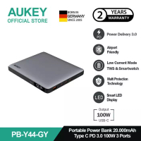 Aukey AUKEY Powerbank 20000mah PB-Y44 Grey USB C 100W PD 3.0 PPS