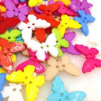 50/100pcs Mix Butterfly Plastic Buttons 22mm Sewing Craft 2 Holes PT108