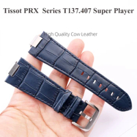12mm Convex End Leather Watchband for Tissot 1853 PRX series Strap Belt T137.407 T137.410 Men's Bracelet Wrist Strap Bracelet