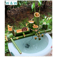 養魚竹子流水器陶瓷魚缸石槽循環流水噴泉增氧加溼過濾器竹筒擺件