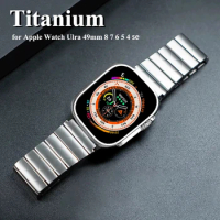 Titanium Link Bracelet For Apple Watch Ultra 2 49mm 9 8 45mm 44 42 Men Business Strap For IWatch Series 8 7 6 5 4 SE 41 38 40mm