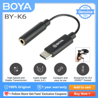 BOYA BY-K6 3.5mm TRS (Female) to Type-C Microphone Adapter Audio Adapter for DJI OSMO Pocket Converter Microphone Using