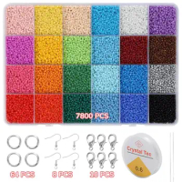 Round Size Glass Seed Beads With Beading Kit 7800 Pcs Beads In Box 24 Multicolor Seed Beads For Jewelry Making About 325 Pcs