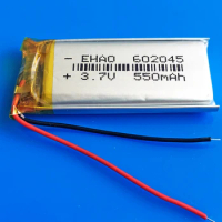 3.7V 550mAh Polymer Lithium Lipo Rechargeable Battery 602045 For MP3 GPS DVD Bluetooth Recorder Headset Camera Smart Watch