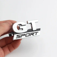 Chrome Silver GT Sport Logo Front Grill Emblem Badge Car Decals for Volkswagen VW Polo Golf Passat B5 Touran Jetta Bora