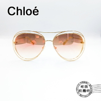 ◆明美鐘錶眼鏡◆夏末優惠法國品牌CHLOE /CE134S 794飛行員雙槓墨鏡/太陽眼鏡(淡金色X淡粉色)