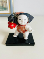 日本昭和 鄉土玩具 緣起物 獅子舞加賀人形置物擺飾