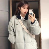 เสื้อโค้ทบุนวมผ้าฝ้าย, สไตล์ฮ่องกง, พลัสไซส์ (M-5X), ฤดูหนาว 2023 มาใหม่, สีขาว, มีฮู้ด, สองชิ้นปลอม