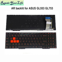 AR Arabic PC Backlit Keyboard For ASUS ROG Strix GL553 GL753 GL553VE GL753VW VE VD VW 0B1AR11 6671AR00 Orange keycaps keyboards