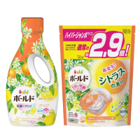 【P&amp;G】日本季節限定款 柑橘馬鞭草系列1+1超值組(袋裝洗衣球32顆+超濃縮洗衣精630g/平行輸入)