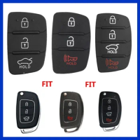 Dudely 3 4 Buttons Silicone Car Key Cover Case Rubber Pad For Hyundai I30 i35 iX20 IX35 IX45 Solaris Verna Kia RIO K2 Sportage
