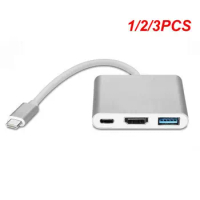 1/2/3PCS Type-c HUB USB C To HDMI-compatible Splitter USB-C 3 IN 1 4K HDMI-compatible USB 3.0 PD Fast Charging Smart Adapter For