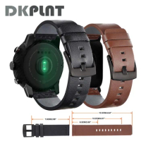 DKPLNT Black Genuine Leather Watch band for xiaomi huami amazfit 2 straps bands 22mm belt for Samsung Gear S3 Frontier/Classic