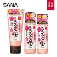 (三件組)SANA莎娜 豆乳美肌Q10清潔保養組(洗面乳+化妝水+乳液)