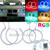 BW 4X For BMW E83 X3 E46 Ti Compact RGB Cotton Light Angel Eyes Halo Ring 106+131mm