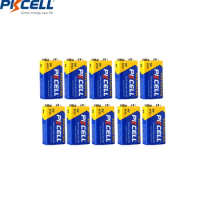 10pcs PKcell 9V 6F22 battery Super Heavy Duty Dry Non-Rechargeable Batteries as PPP3 6lr61 For Remote Control Toys, Smoke Alarms