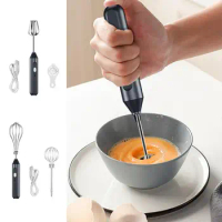 Cordless Mini Cream Whipper Handheld Electric Whisk Household Multifunctional Baking Cooking Gadget With Three-speed Options